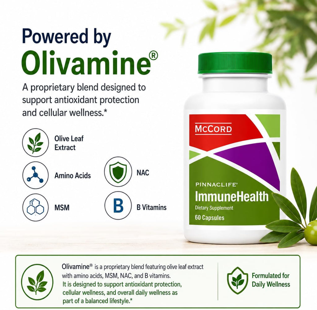 Pinnaclife McCord ImmuneHealth - Extracto de Hojas de Olivo con Olivamine (1500 mg)