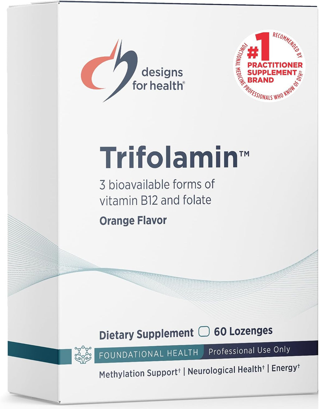Designs for Health Trifolamin B12 + Folate - 3000mcg B12 (Three Forms) + MTHF Methylfolate - Orange Flavor Quick Dissolve Tablets (60 Lozenges)