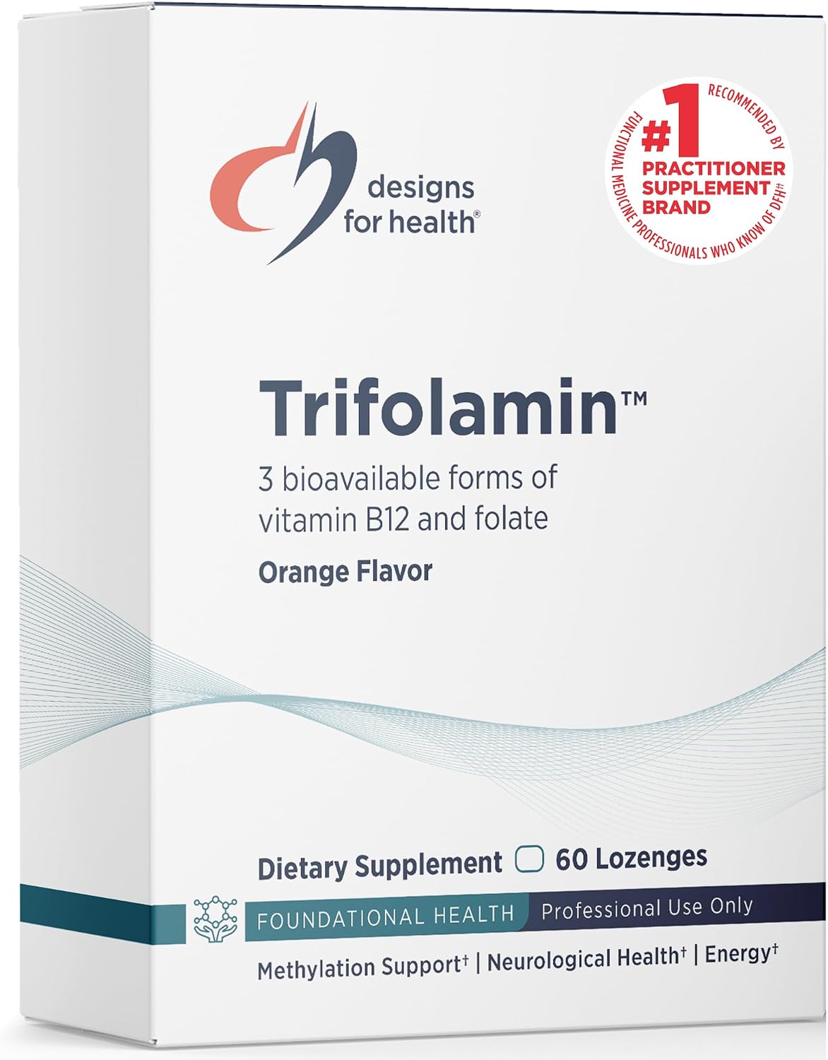 Designs for Health Trifolamin B12 + Folate - 3000mcg B12 (Three Forms) + MTHF Methylfolate - Orange Flavor Quick Dissolve Tablets (60 Lozenges)