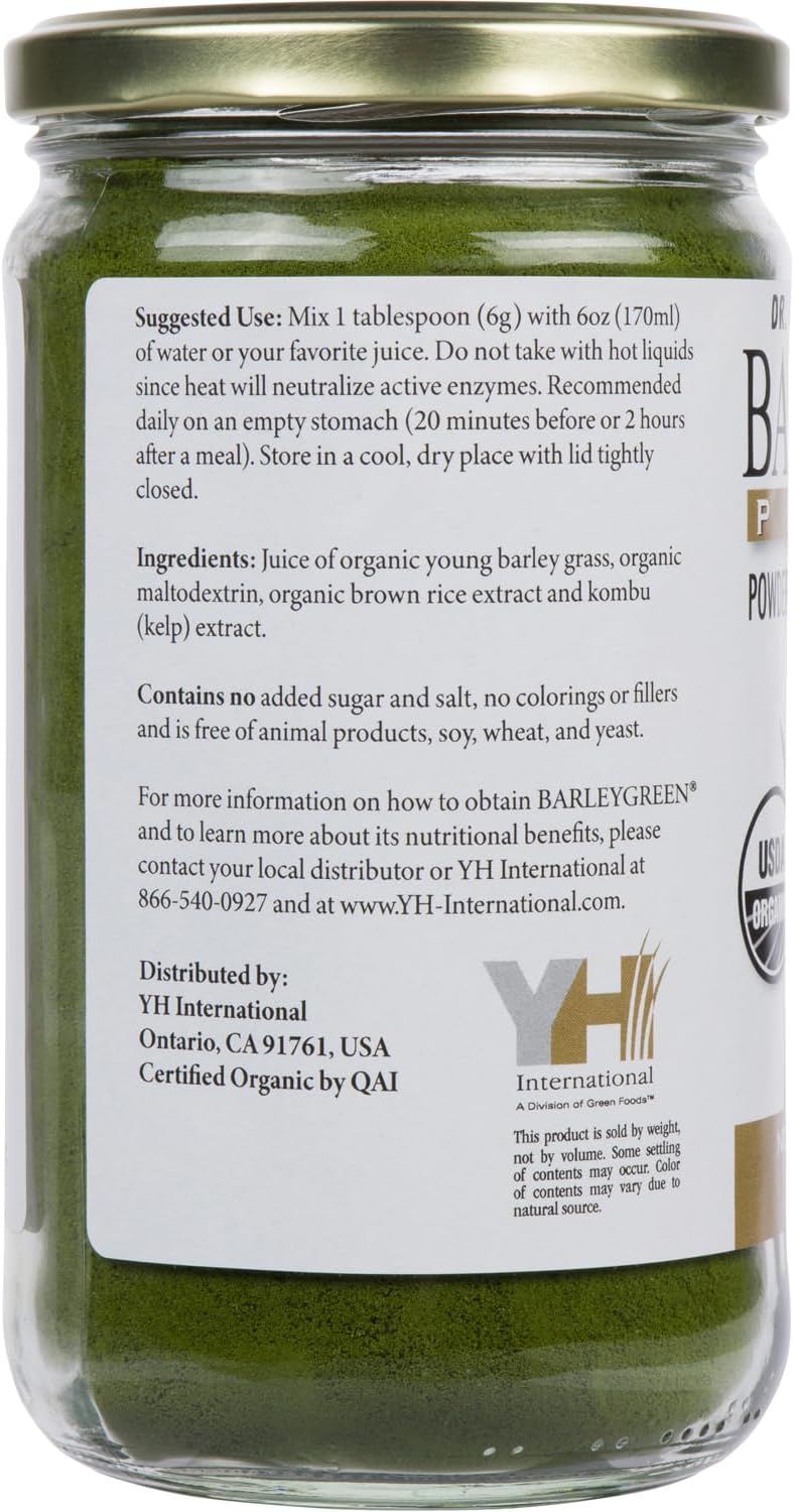 BARLEYGREEN Dr. Hagiwara's Original Premium con Algas Kelp - Polvo de Jugo de Césped de Cebada Orgánico, 240g