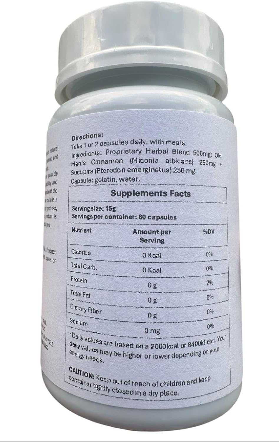 Old Man's Cinnamon con Sucupira 500 mg (60 Cápsulas) - Complemento Herbal