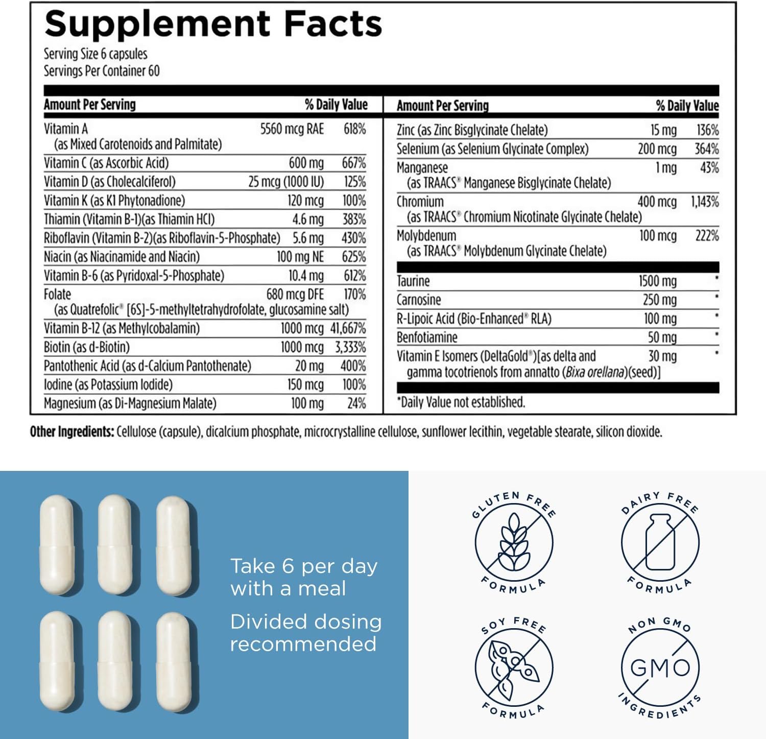 Designs for Health Metabolic Synergy - Multivitamínico y mineral (360 cápsulas)