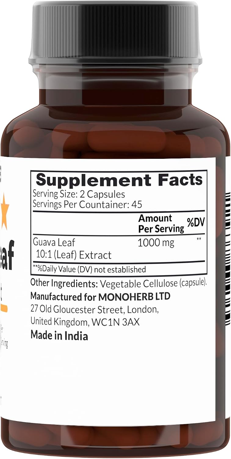 MONOHERB Extracto de Hoja de Guayaba 10:1 1000 mg - 90 Cápsulas