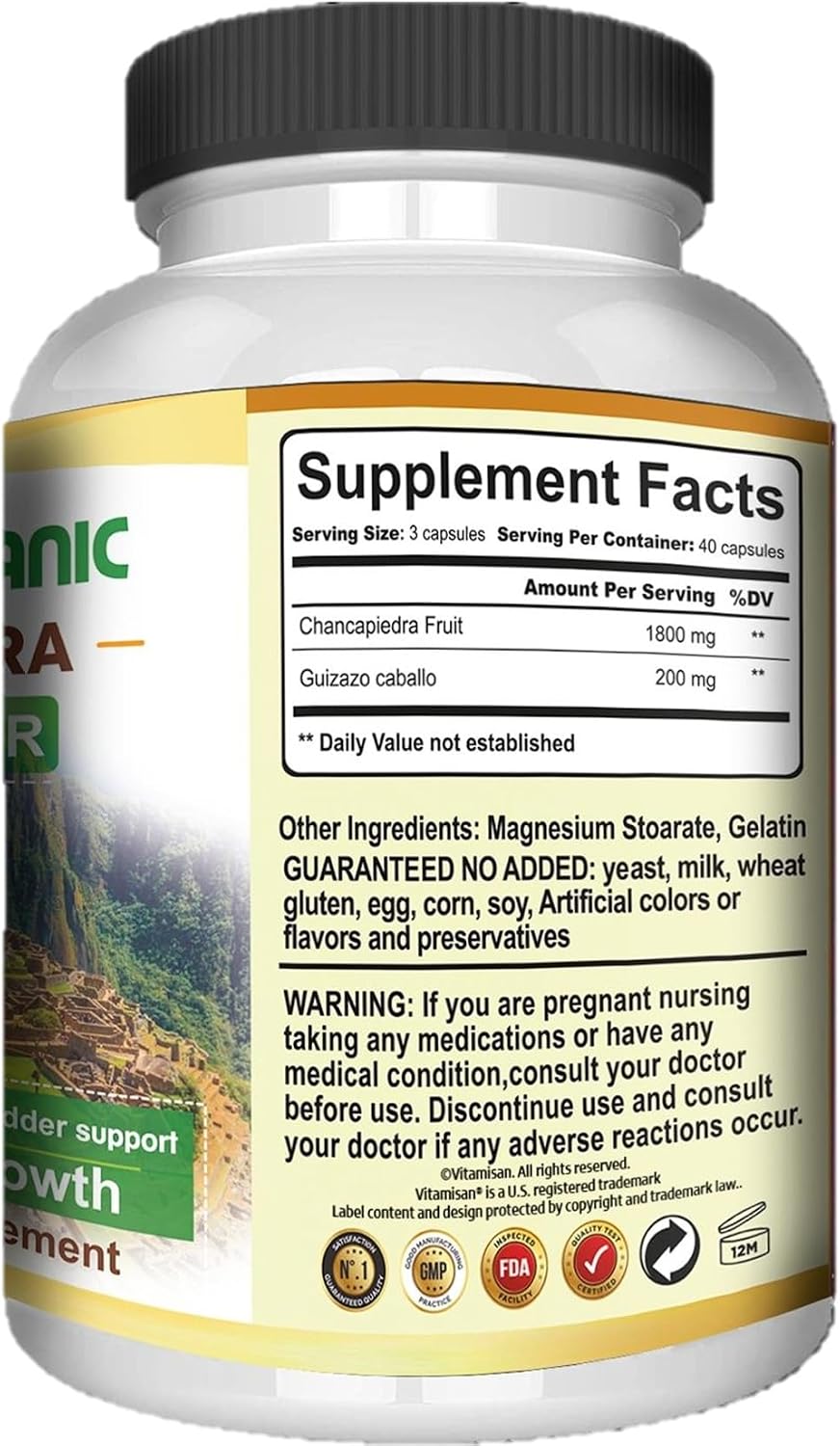 VITAMISAN Chancapiedra 120 Cápsulas - Complemento alimenticio orgánico para el apoyo renal