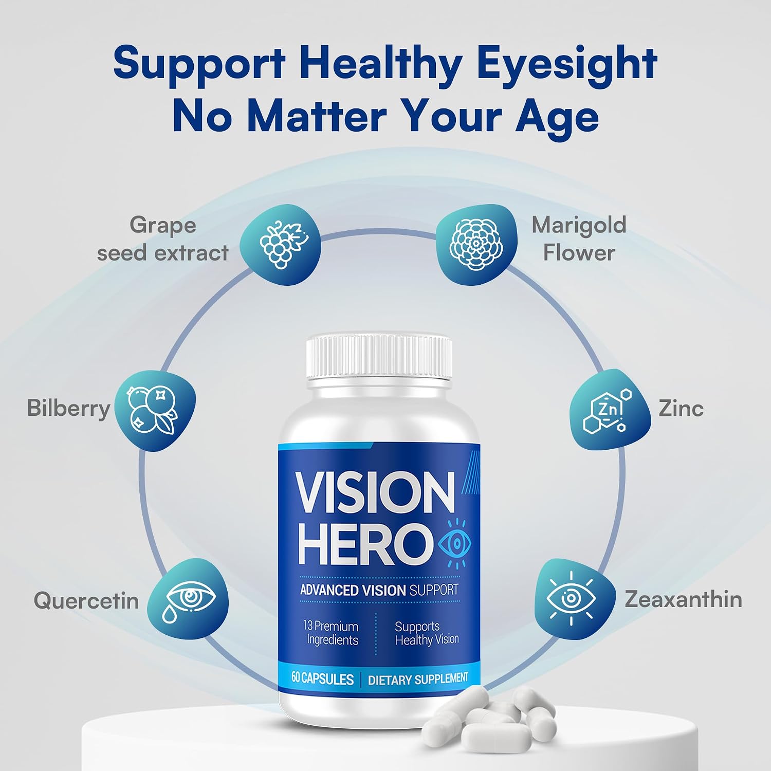 Vision Hero Advanced Vision Support - Suplemento Ocular, 60 Cápsulas (Pack de 2)