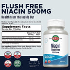 KAL Niacina Sin Enrojecimiento 500 mg, 120 Cápsulas