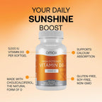 Omax3 Vitamina D3 de Alta Potencia 5,000 IU (125 mcg) - Huesos Fuertes, Músculos y Articulaciones, Salud del Corazón, Inmunidad - 30 Cápsulas Blandas