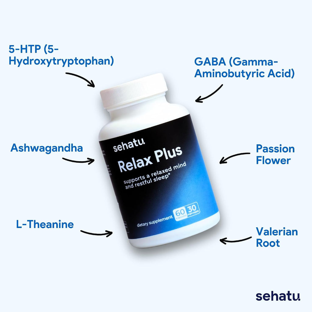 SEHATU Relax Plus - Suplemento para el estrés y el sueño reparador | 60 cápsulas