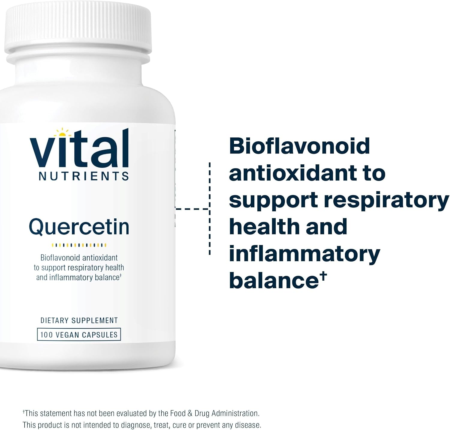 Vital Nutrients Quercetin - Vegan Supplement with Bioflavonoids for Sinus, Respiratory, Heart, and Immune Support - Gluten-Free, Dairy-Free, Soy-Free - 500mg - 100 Capsules