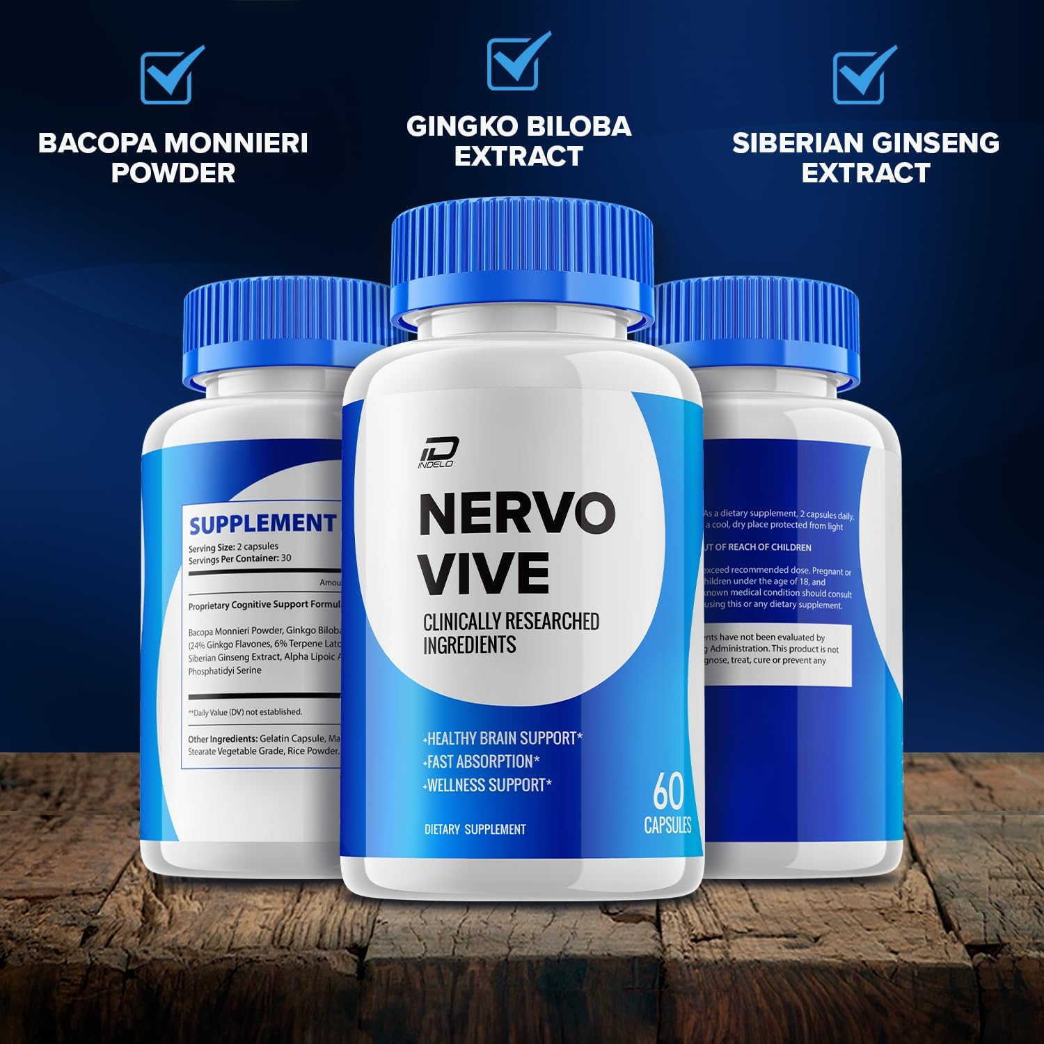 Nervo Vive Suplemento Cerebral – Fórmula Máxima Potencia Natural para Memoria y Concentración (3 Paquetes – 180 Cápsulas)