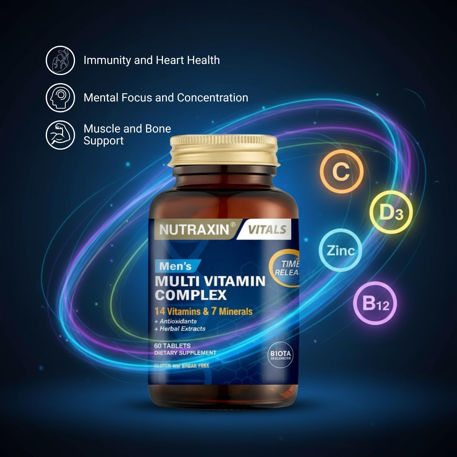Nutraxin Multivitamínico y Mineral Complejo para Hombres, 60 Comprimidos