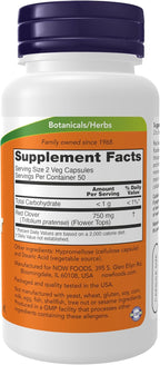 NOW Foods Trébol Rojo (Trifolium pratense) 375 mg, 100 Cápsulas Vegetales