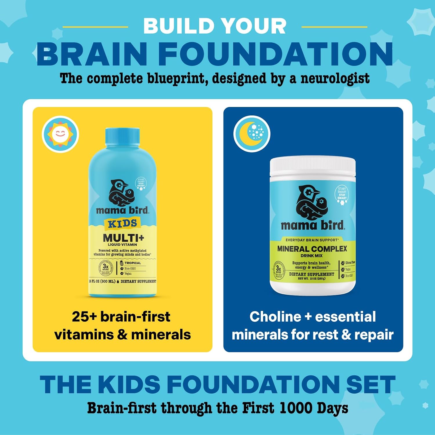Mama Bird - Multivitamínico Líquido para Niños (31 Dosis) Sabor Tropical - Vitaminas Metiladas Activas, Superalimentos Orgánicos, Enzimas - Vegano, Sin Gluten, No GMO - 473 ml