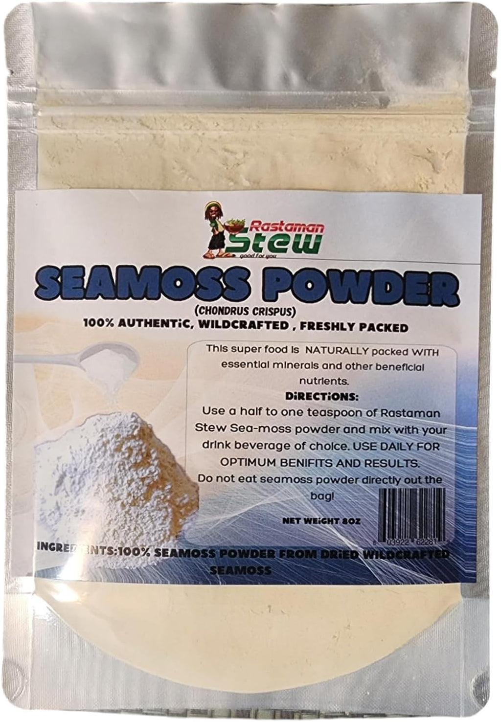 Polvo de Musgo Marino Silvestre - 227 g - Wildcrafted Irish Sea Moss - Sin Rellenos ni Aditivos