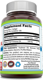 Pure Naturals Biotin 10000 mcg con Aceite de Coco Virgen Extra - 120 Cápsulas Blandas