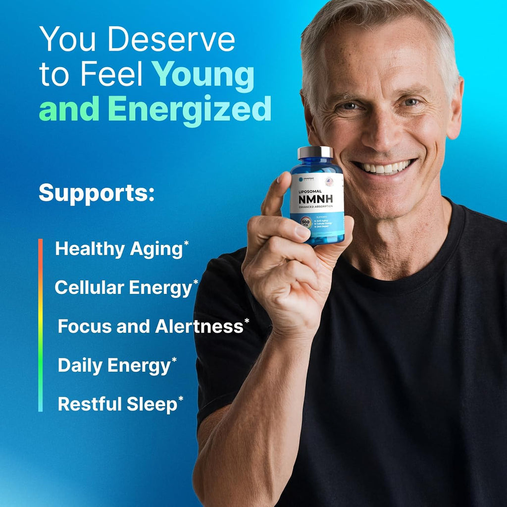 Liposomal NMNH 500 mg – Suplemento NAD+ para Mujeres y Hombres | Apoyo Antienvejecimiento Celular, Energía y Enfoque | 1 Pack (30 cápsulas)