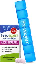 Prevagen Extra Strength Mixed Berry Chewables - 30 Comprimidos (1 Mes) | Formulado para tu Cerebro | 20mg de Apoaequorina más Vitamina D3 con Pastillero de 7 Días