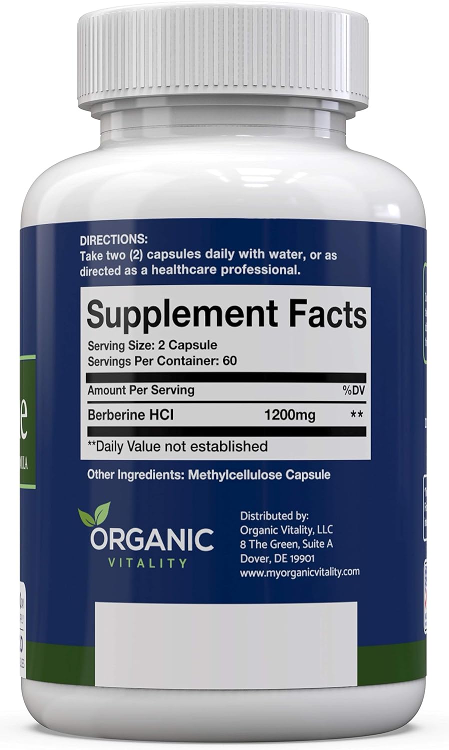 Suplemento Premium de Berberina HCL - 1200 mg por dosis - 120 Cápsulas Veganas - Apoya un Estilo de Vida Saludable