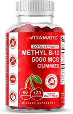 Vitamatic Vitamina B12 5000 mcg Gominolas - Metilcobalamina - 120 Gominolas - Sabor Cereza Natural