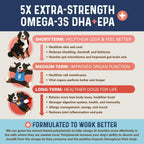 Bernie's OMG! Omega Masticables para Perros - 5X Extra Fuerza DHA+EPA, Aceite de Pescado, Piel y Pelaje Saludables, Alivio de Alergias, Suplemento Articular (Sabor Salmón)