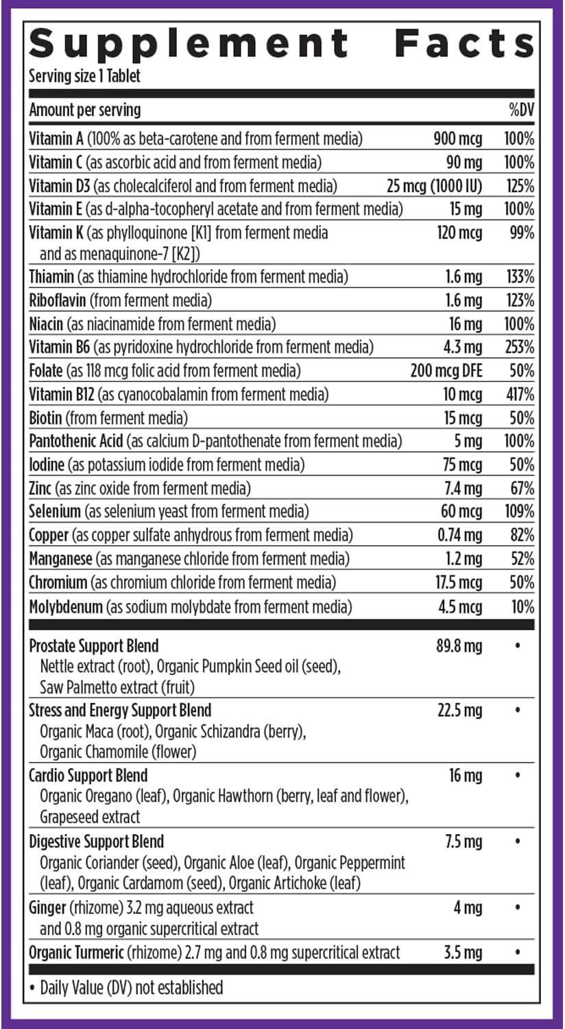 New Chapter One Daily Every Man's Multivitamin 40+ - Multivitamínico para hombres con vitamina C, palma enana americana y más - 96 comprimidos
