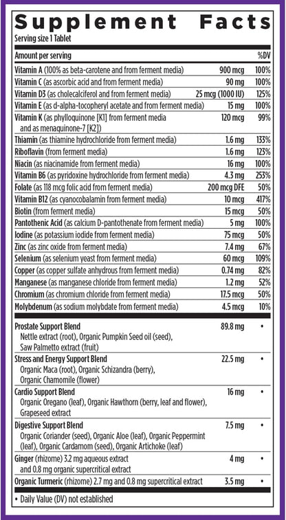New Chapter One Daily Every Man's Multivitamin 40+ - Multivitamínico para hombres con vitamina C, saw palmetto y más - 96 – Image 6