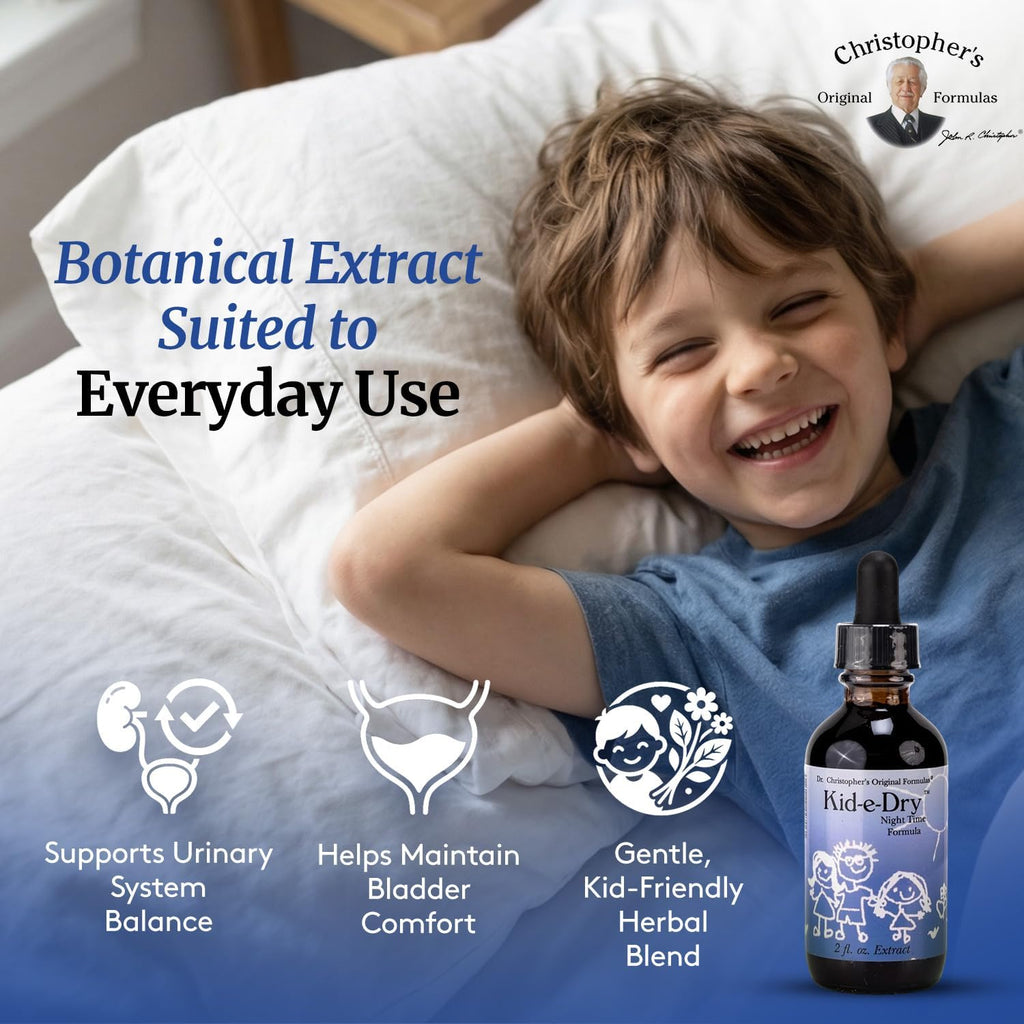 Christopher's Original Formulas Kid-e-Dry Glycerite – Complemento herbal para el sistema urinario infantil, 59 ml