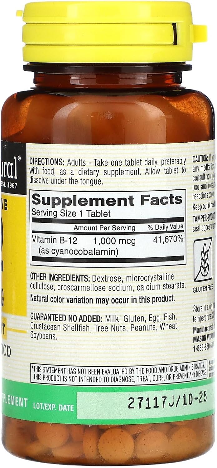 MASON NATURAL B-12 1000mcg, Comprimidos, 200 unidades