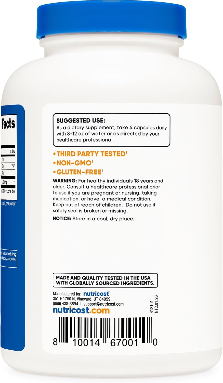 Nutricost D-Ribosa 700mg (2800mg por ración), 240 Cápsulas - Vegetariano, No Transgénico, Sin Gluten