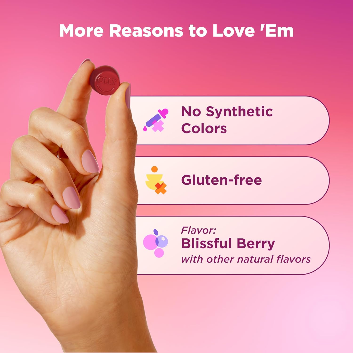 OLLY Multivitamínico para Mujeres en Gominolas, Sabor a Bayas, 90 Gominolas (45 Días)