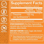 The Vitamin Shoppe L-Teanina 100mg - Calma, Concentración y Apoyo contra el Estrés, Aminoácido del Té Verde (60 Cápsulas)