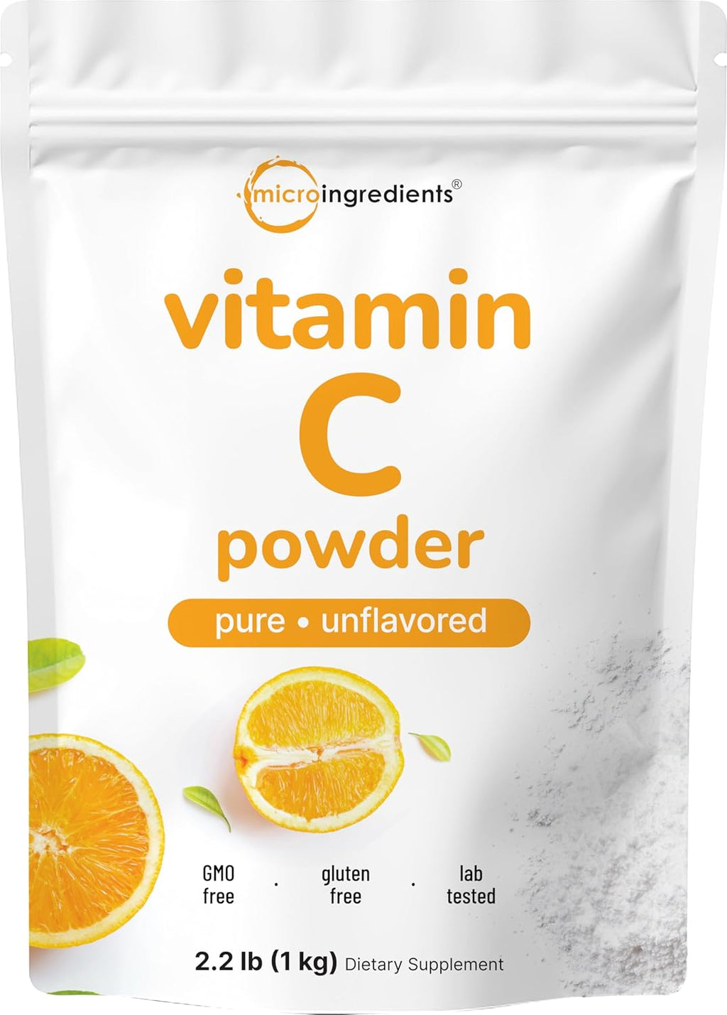 Micro Ingredients Pure Vitamin C Powder 1 kg (2.2 lbs) - Unflavored Ascorbic Acid