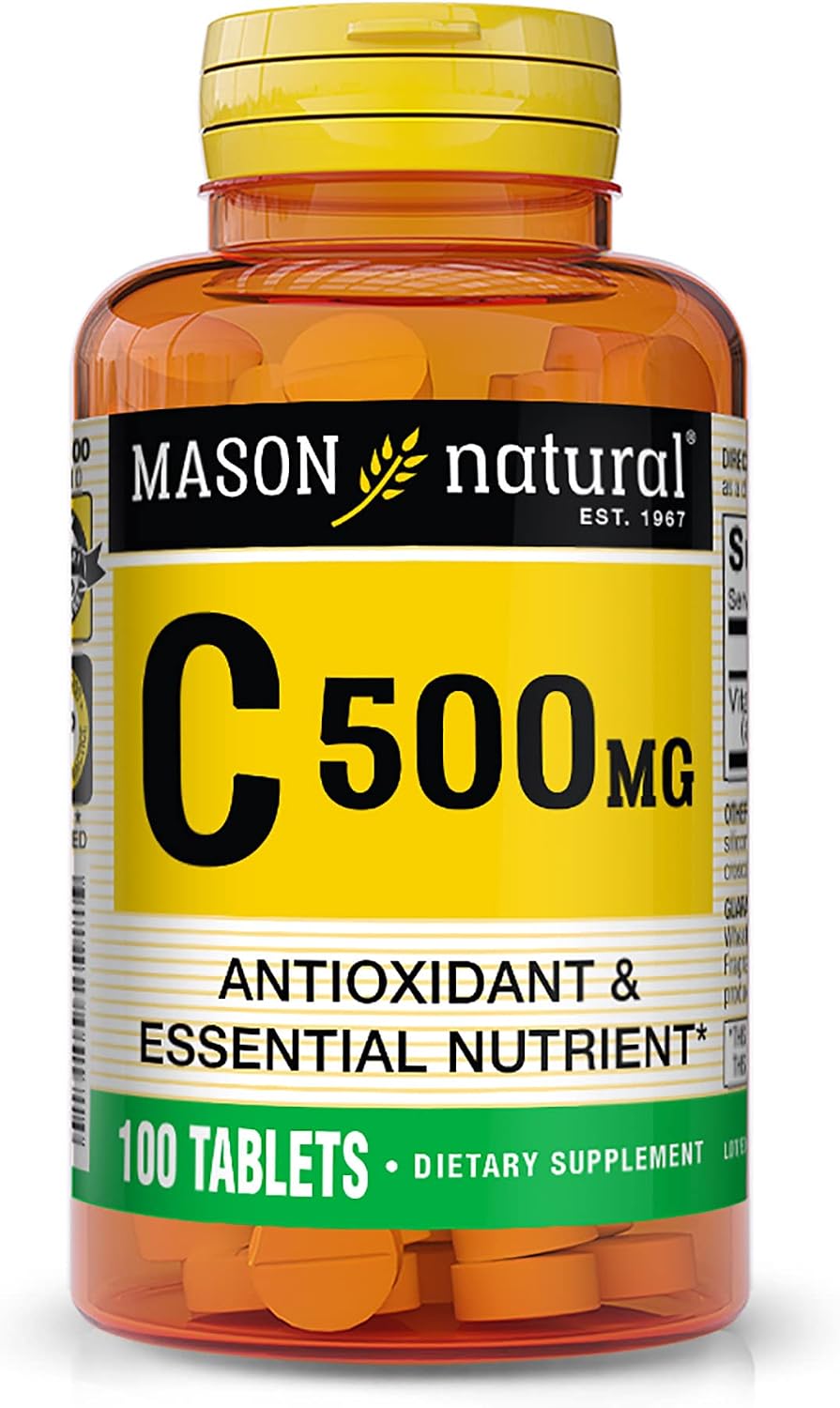 MASON NATURAL Vitamina C 500 mg | 300 Comprimidos (3×100) | Suplemento Alimenticio