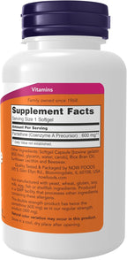 NOW Foods Pantetina 600 mg, Doble Concentración, 60 Cápsulas Blandas
