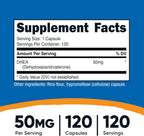 Nutricost DHEA 50mg, 120 Cápsulas - Sin Gluten, Sin Soja, No GMO