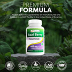 Acai Berry 600mg por Dosis - 100% Puro - 120 Cápsulas