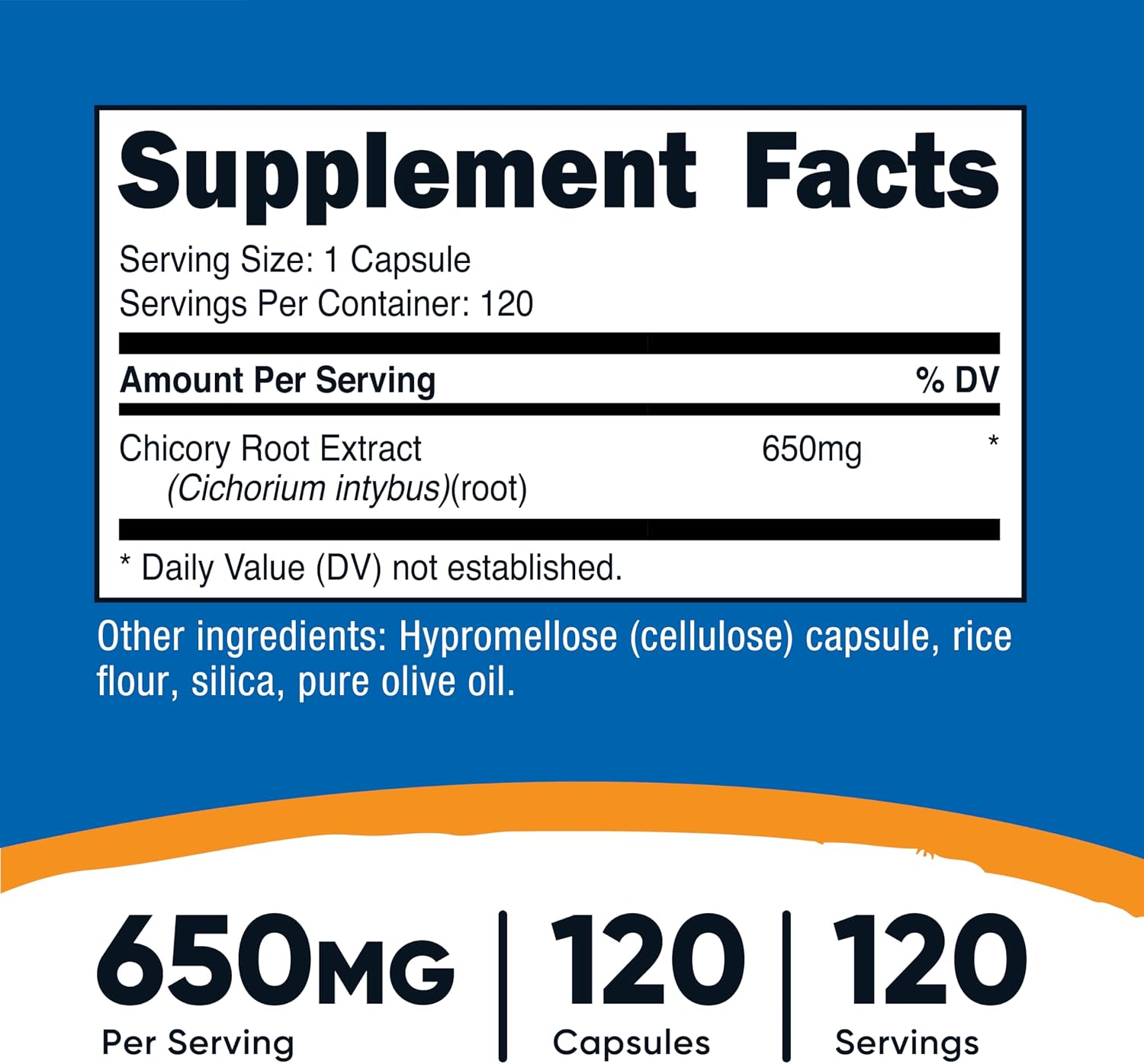 Nutricost Raíz de Achicoria 650mg - 120 Cápsulas Vegetales