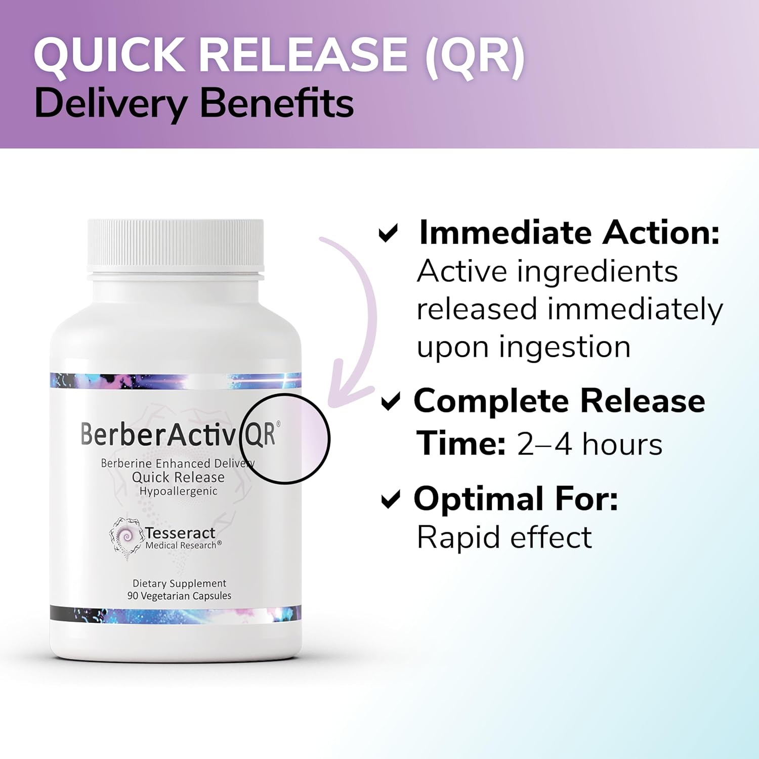 Tesseract Medical Research BerberActiv-QR Berberina 350mg, 90 Cápsulas Vegetarianas