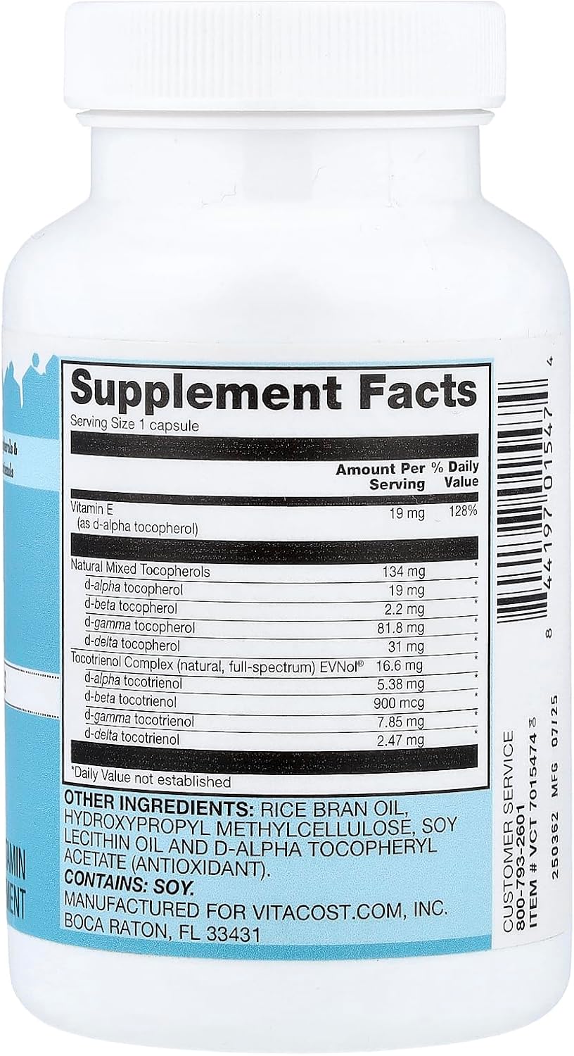 Vitacost Vitamin E and Tocopherols Complex, 60 Liquid Capsules
