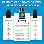 eFlow Nutrition Shilajit Cápsulas, Ashwagandha y Sea Moss - 3 en 1 - 60 Cápsulas
