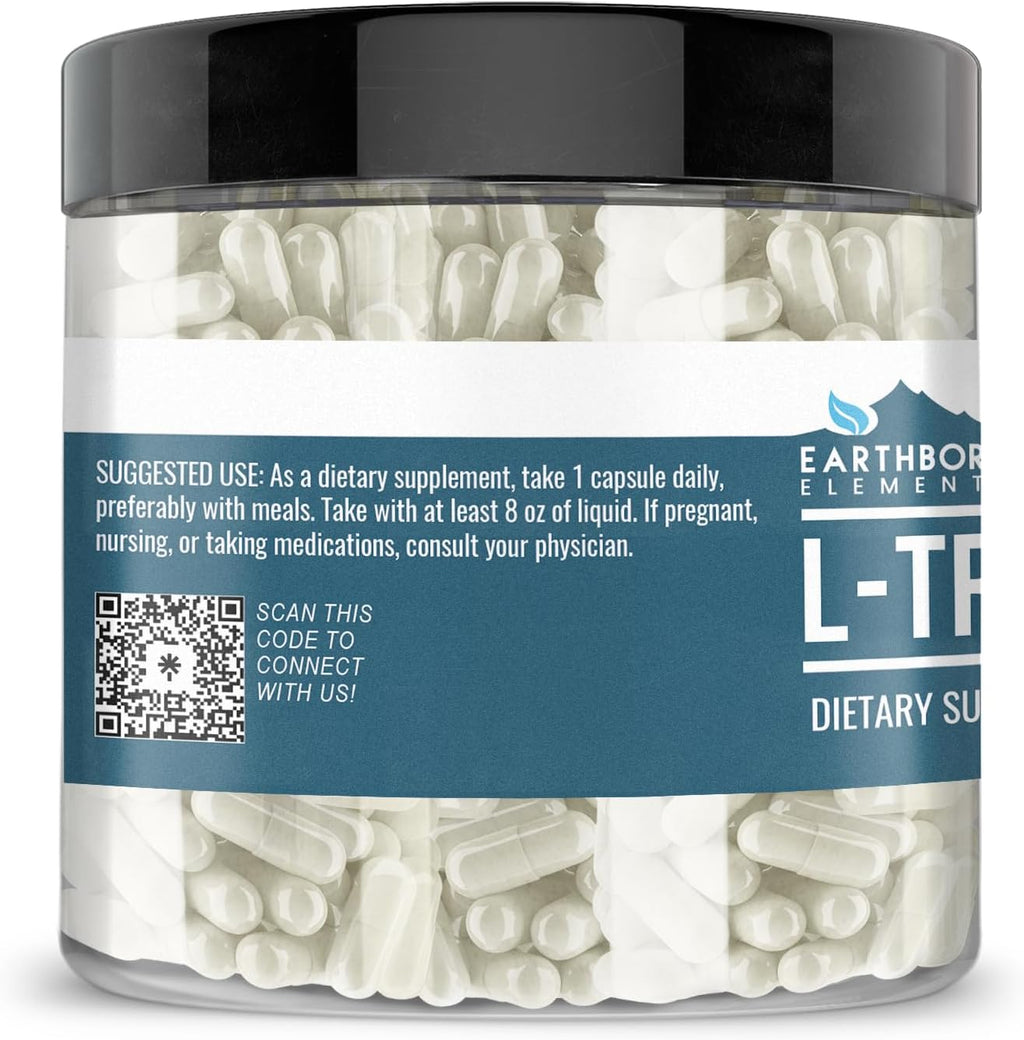 Earthborn Elements L-Triptófano 200 Cápsulas, Puro y Sin Diluir, Sin Aditivos