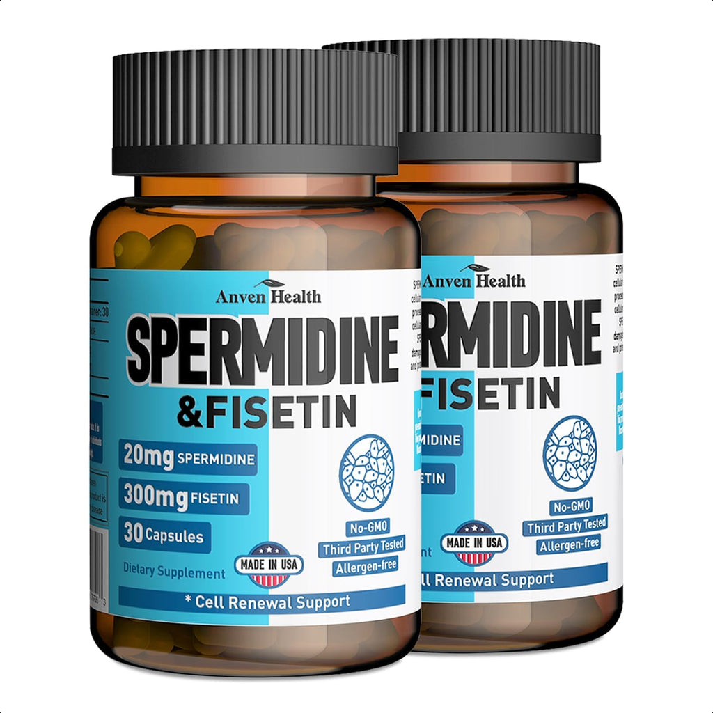 Spermidine & Fisetin - 20mg Spermidina 99% + 300mg Fisetina - 30 Cápsulas Veganas