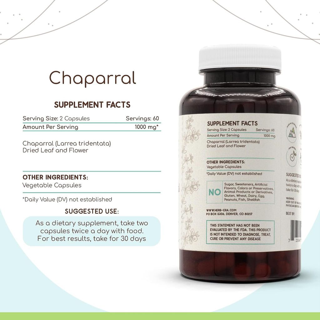 HerbEra Chaparral 120 Cápsulas, 500 mg