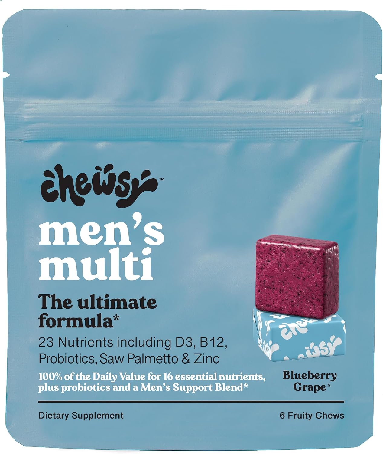 CHEWSY Multivitamínico para Hombres – 23 nutrientes, probióticos y hierbas – 30 gominolas