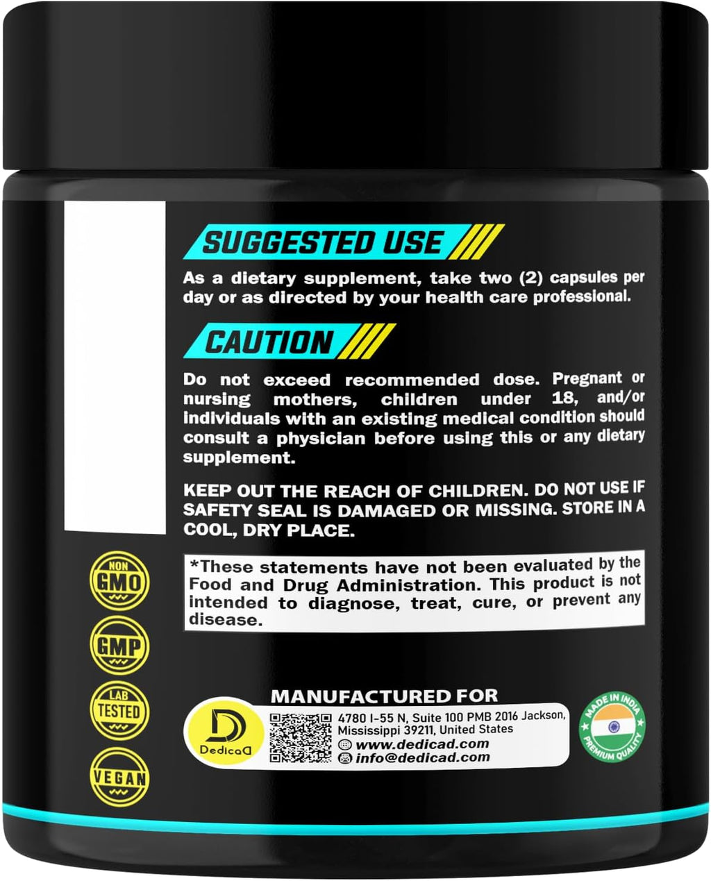 DEDICAD Shilajit 1000mg Cápsulas - 180 Comprimidos - Complemento de Shilajit del Himalaya