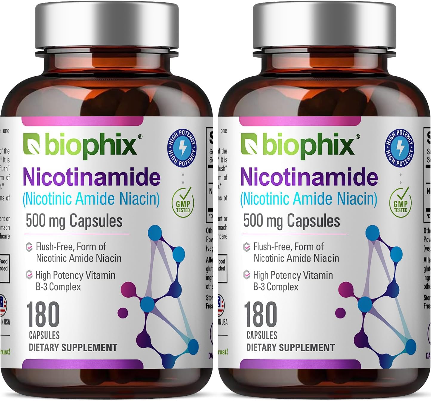 biophix B-3 Nicotinamida 500 mg, 180 Cápsulas (Paquete de 2)