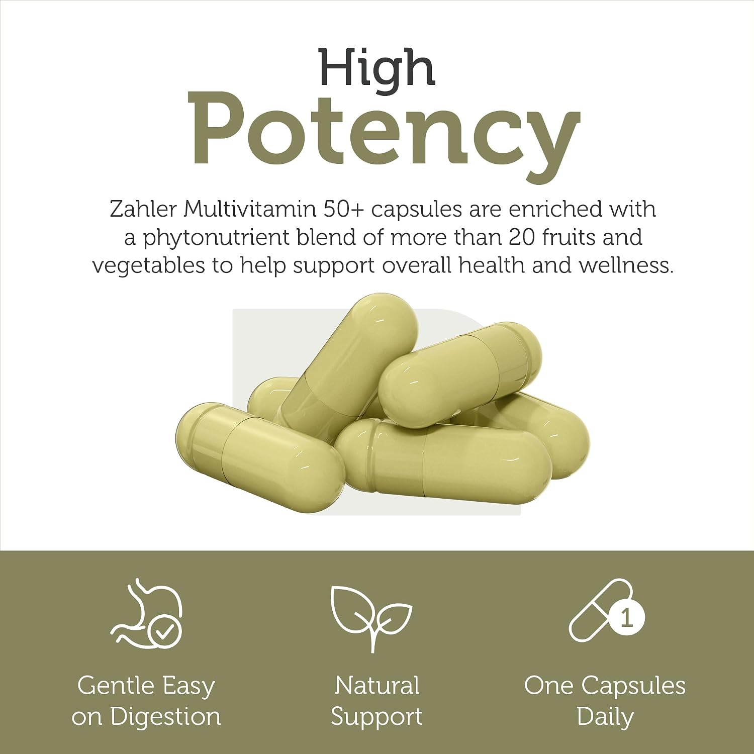 Zahler Multivitamínico 50+ Sin Hierro con Luteína, 60 Cápsulas