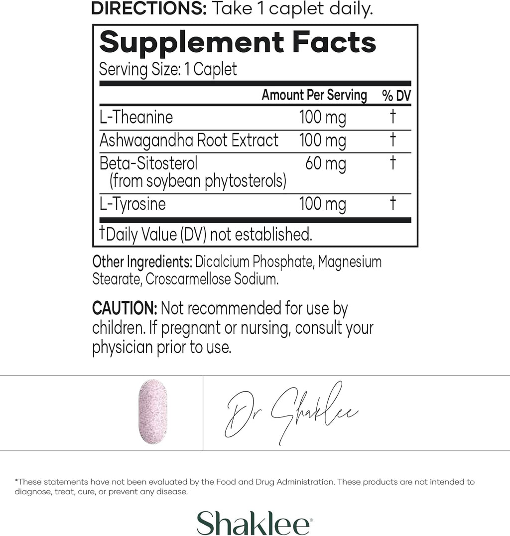 Shaklee Stress Relief Complex – Mezcla Calmante con L-teanina, Ashwagandha, Beta-sitosterol y L-tirosina – Apoyo para la Relajación sin Somnolencia – 30 Comprimidos
