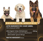 Cola de Pavo Orgánica para Perros y Gatos - Estandarizado al 45% de Beta Glucanos - Cuerpo Frutal Completo Extraído en Agua Caliente - Probado por Terceros - Apoyo Inmunológico y Digestivo - Sin Rellenos - Hecho en EE.UU. - 330 cápsulas