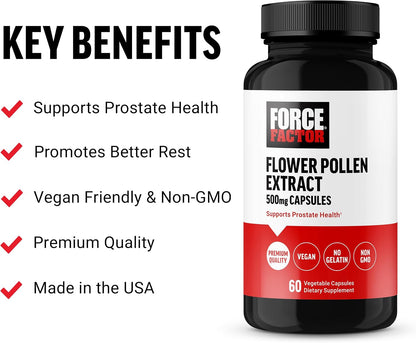 Force Factor Polen de Flores para la Próstata - Suplemento para la Salud Masculina, 500 mg, 60 Cápsulas Veganas – Image 2